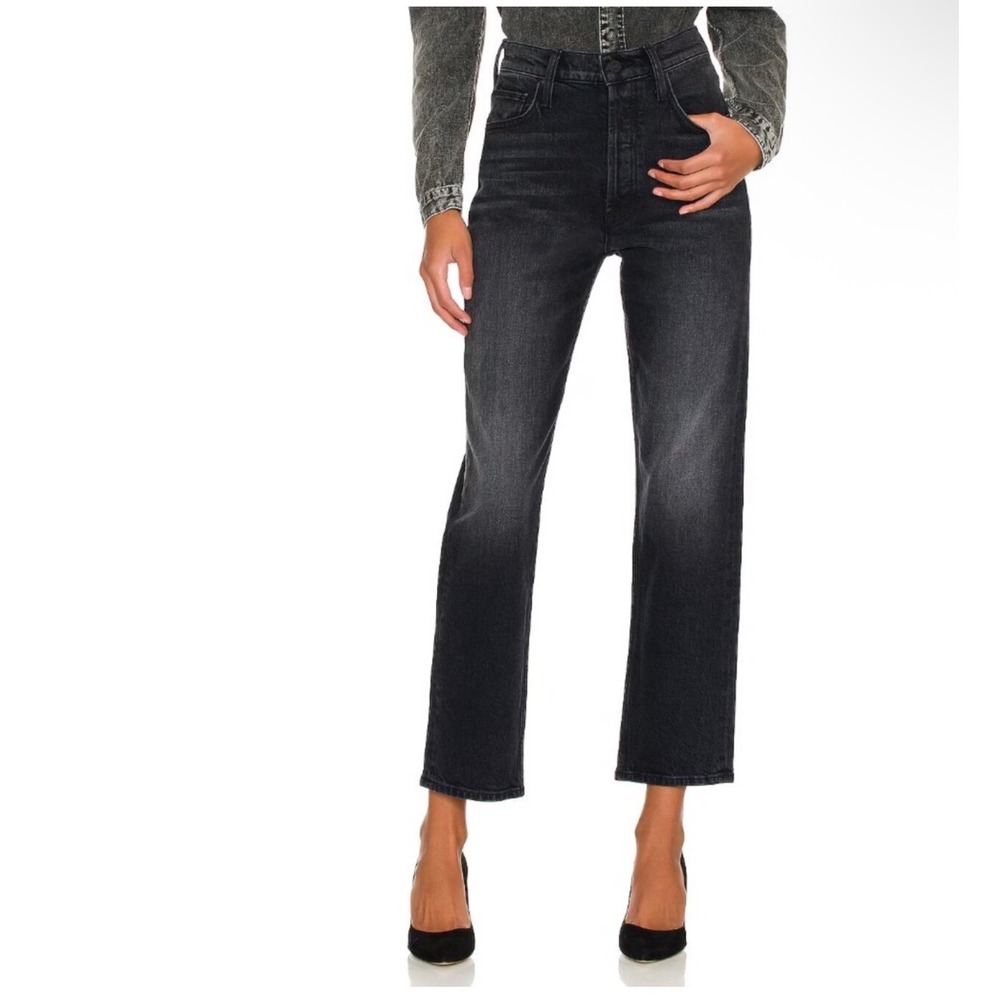 MOTHER SUPERIOR Tomcat Lies Lies Lies Black Denim Straight Leg Jeans Size 26‎